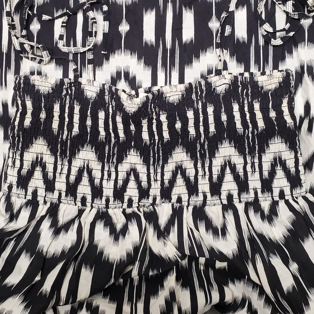 At Last Sundress Women Size Large Black Aztec Print Spaghetti Straps  Dress - Picture 9 of 9